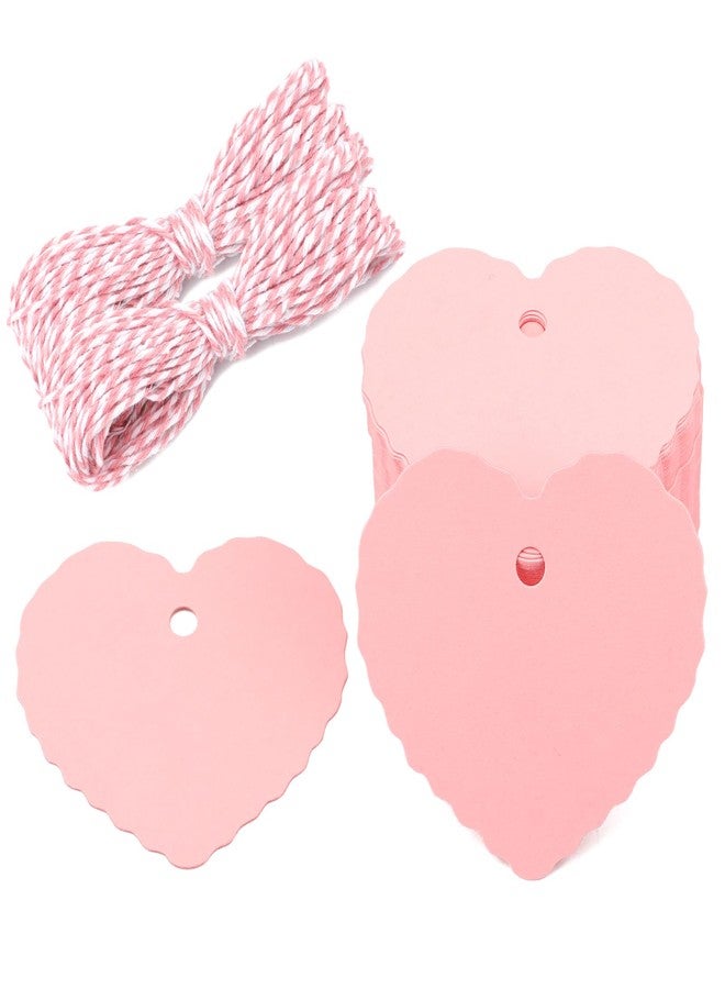 g2 بلس بطاقات هدايا وردية من G2PLUS، 100 بطاقة هدايا على شكل قلب مع خيط، مقاس 2.35 × 2.16 بوصة، بطاقة تعليق فارغة، بطاقة اسم على شكل قلب لعيد الحب لتغليف الهدايا، هدايا عيد الحب، هدايا حفلات الزفاف - Image 1